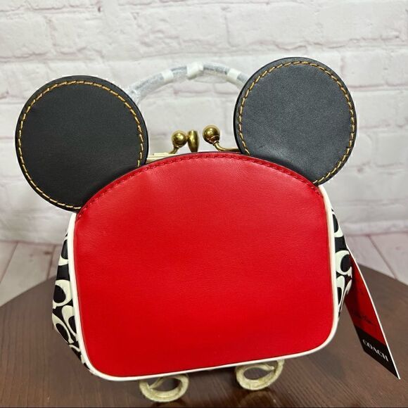COACH Leather Keith Haring X Disney Mickey Mouse Kisslock Bag limited Edition - Picture 7 of 14